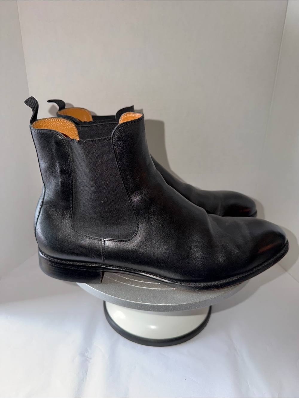 Mens Beckett Simonton Black Leather Chelsea Boots Sz 14